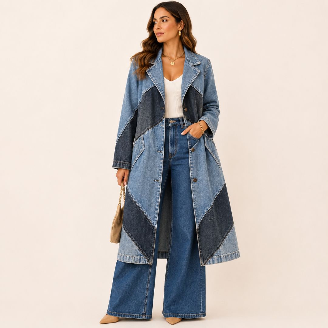 Abrigo Largo Denim Patchwork