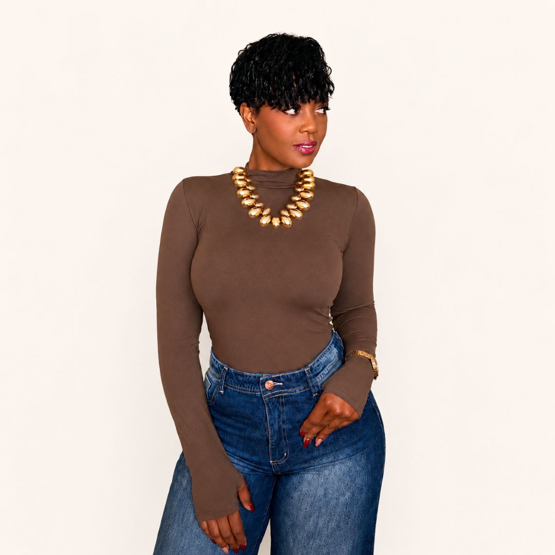 Blusa Manga Larga con Cuello Alto