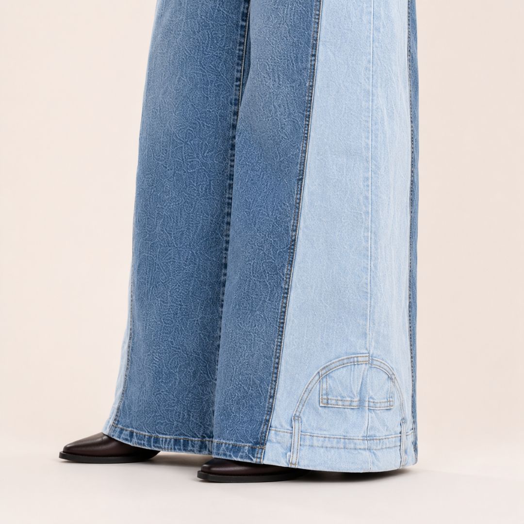 Jeans Wide Leg Patchwork