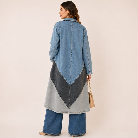 Abrigo Largo Denim Patchwork