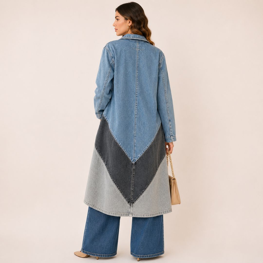Abrigo Largo Denim Patchwork
