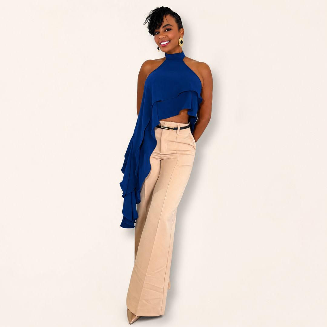 Blusa Asimétrica con Volantes
