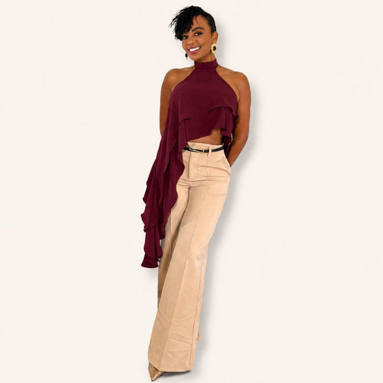 Blusa Asimétrica con Volantes