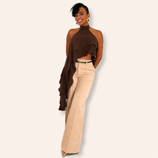 Blusa Asimétrica con Volantes