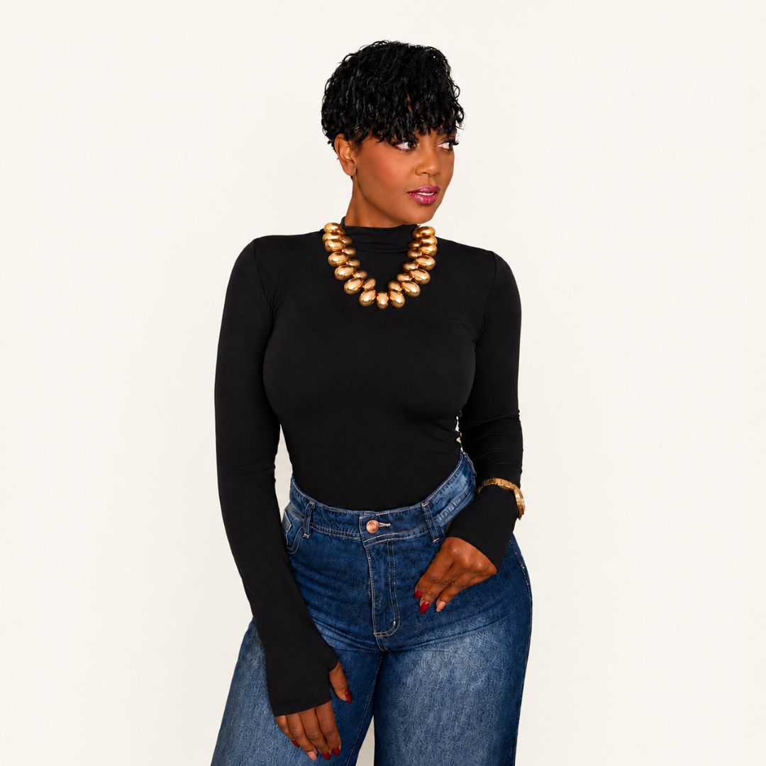 Blusa Manga Larga con Cuello Alto