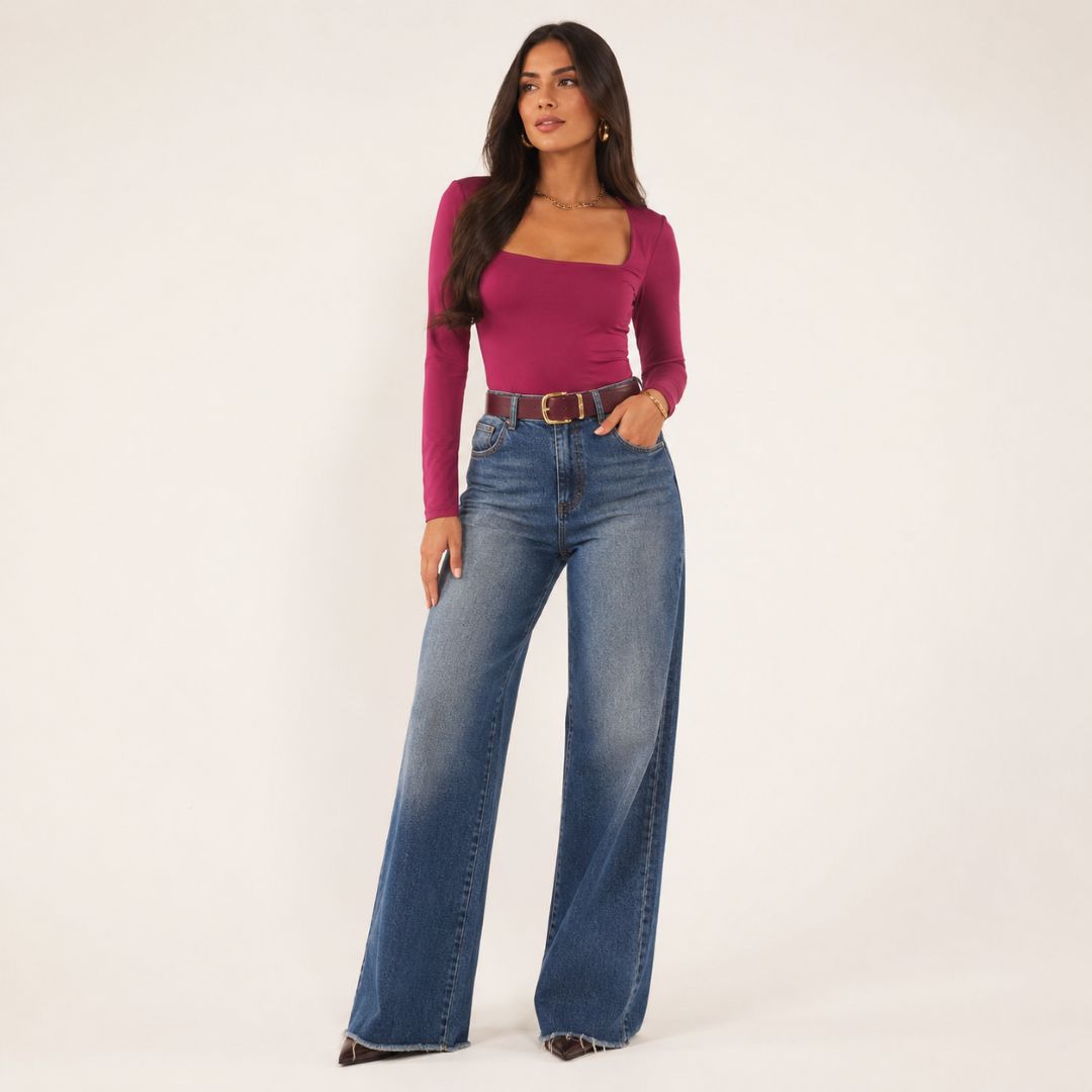 Body Escote Cuadrado Fucsia