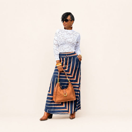 Falda Maxi Estampada Geométrica
