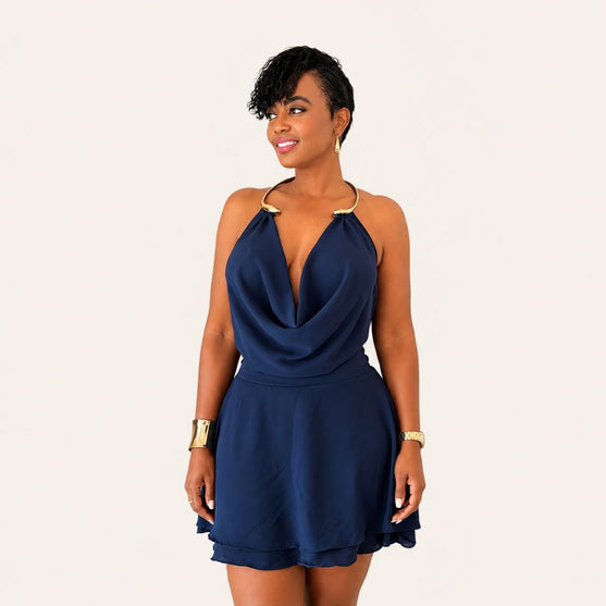 Falda Short Halter Azul Marino