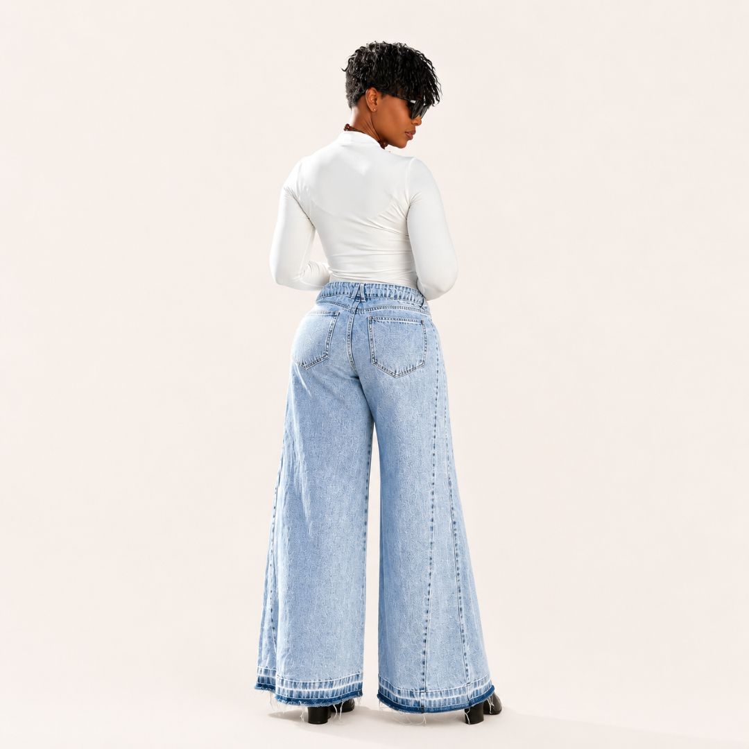 Jean Wide Leg Azul Claro de Tiro Alto