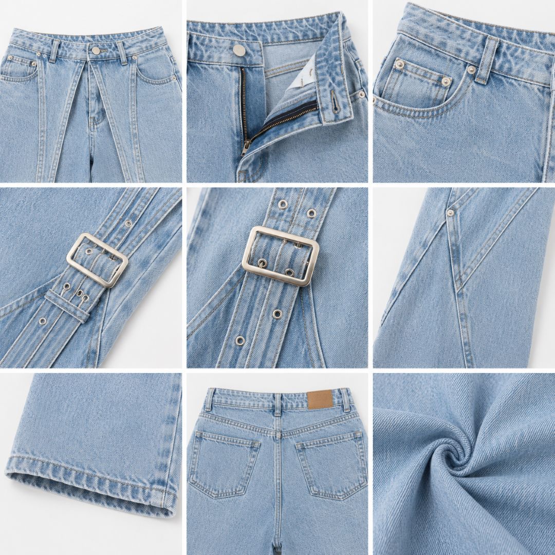 Jean Azul Claro con Detalles de Hebillas