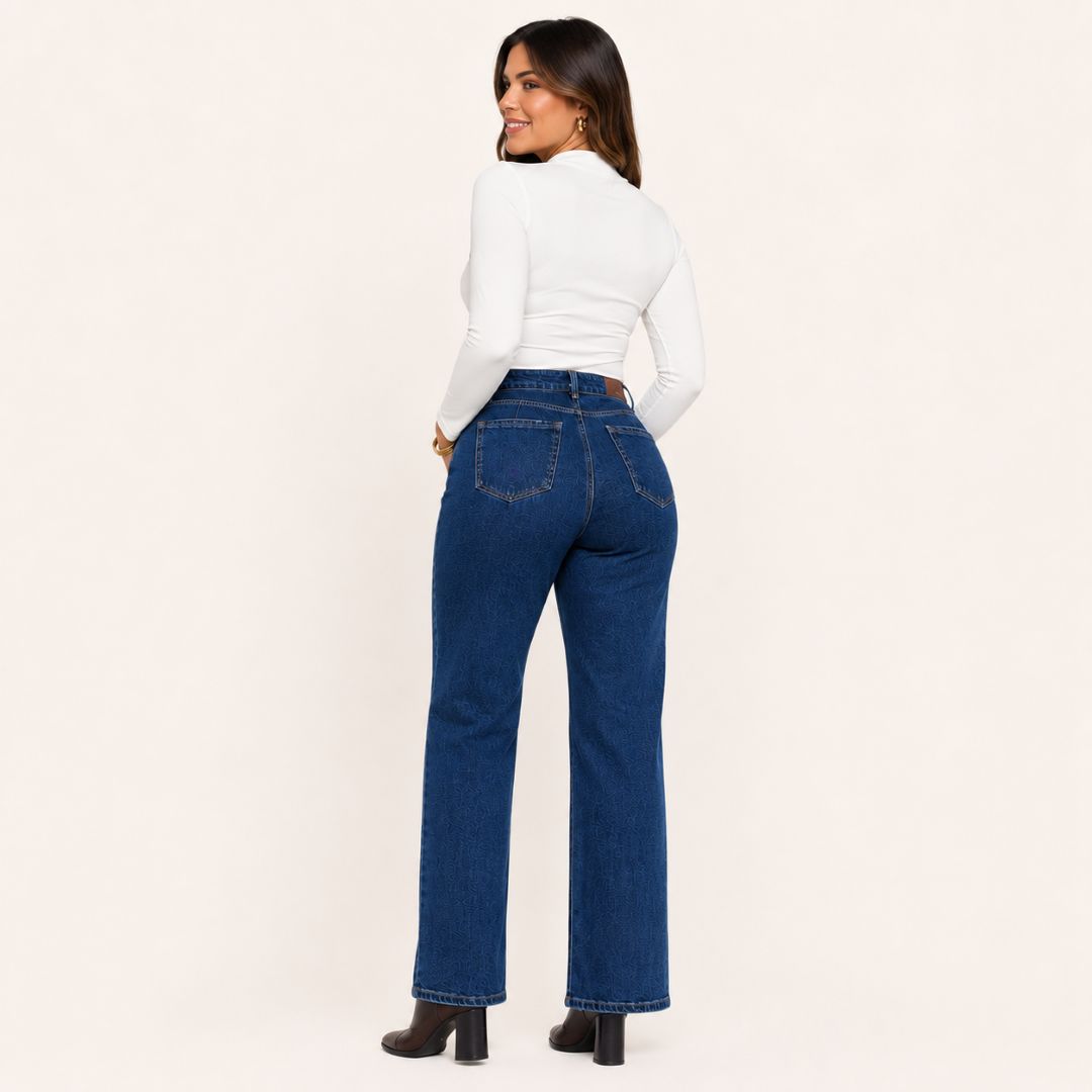 Jeans Wide Leg Azul Oscuro