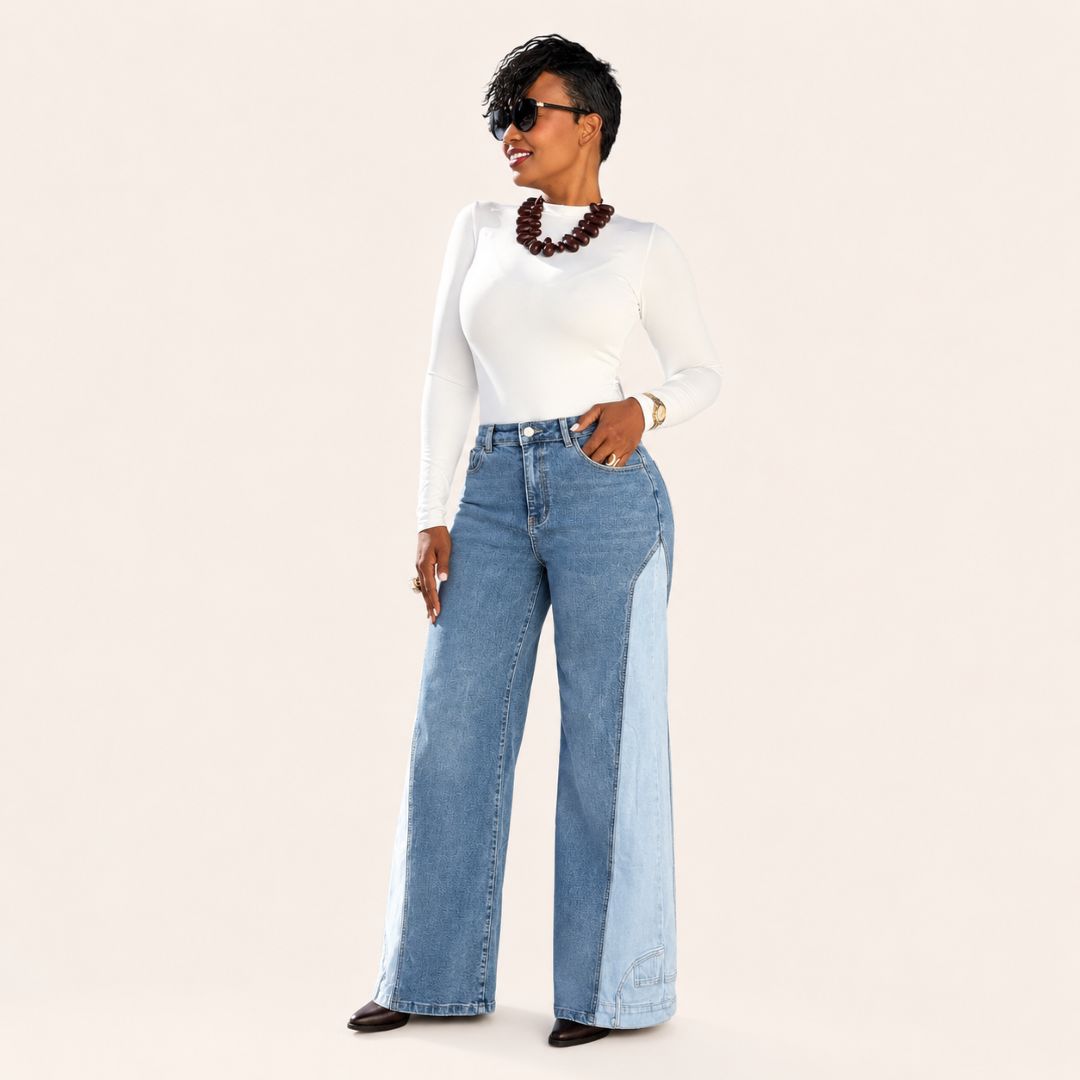 Jeans Wide Leg Patchwork