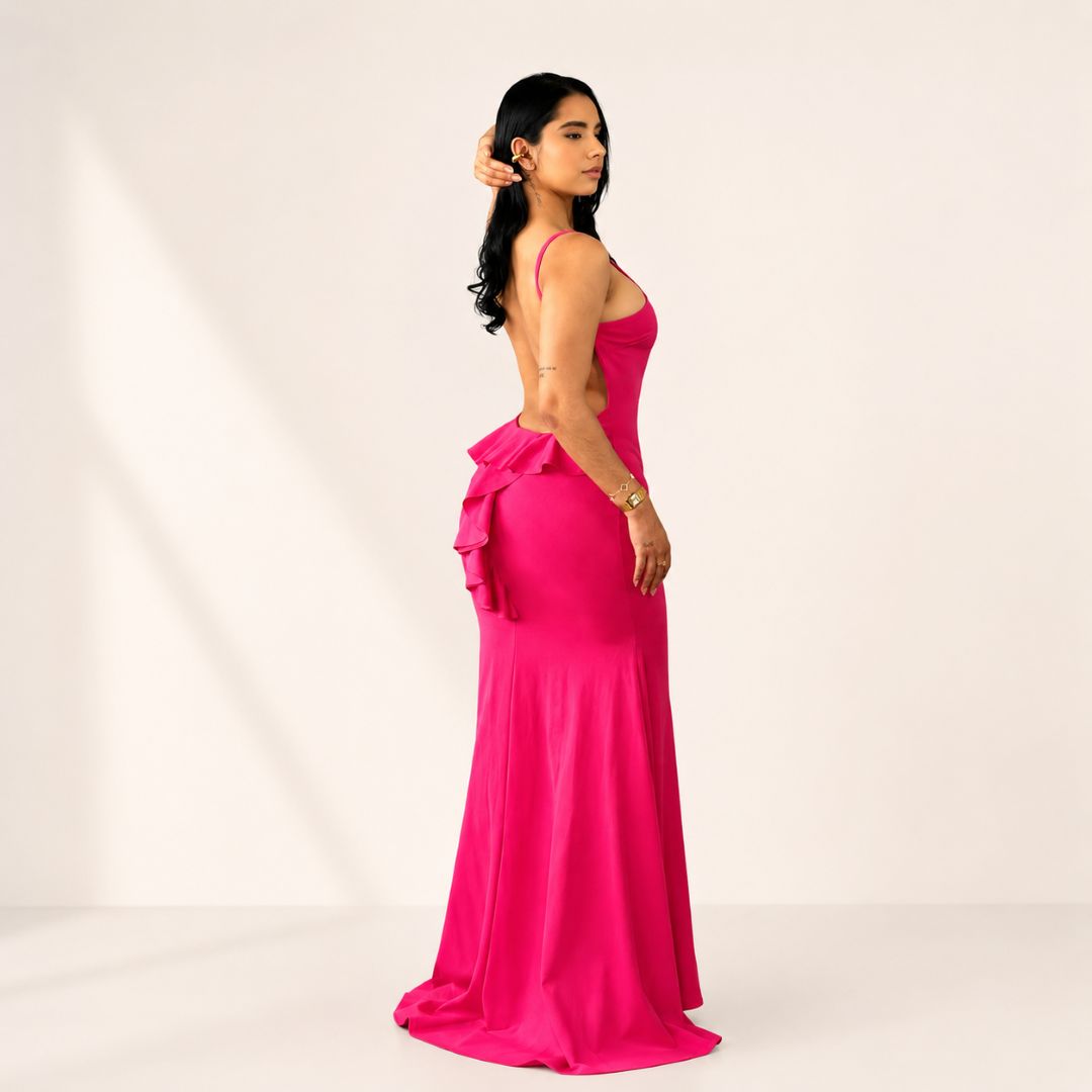 Vestido Largo Sirena Fucsia